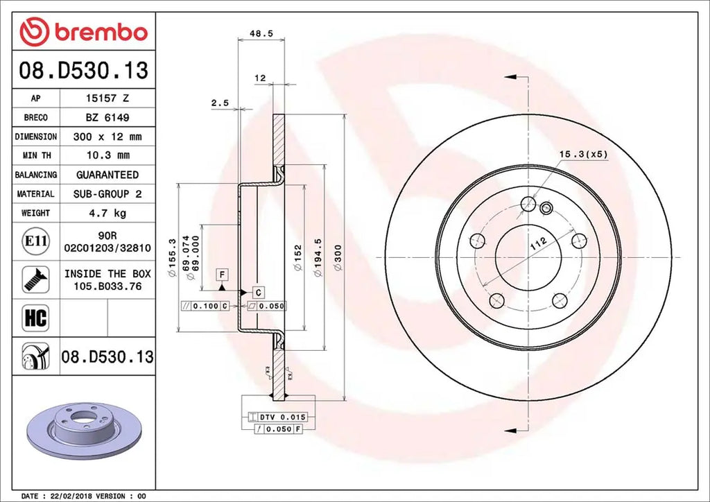 Brembo Bremsensatz Vorderachse + Hinterachse für Mercedes C-Klasse W205 Brembo