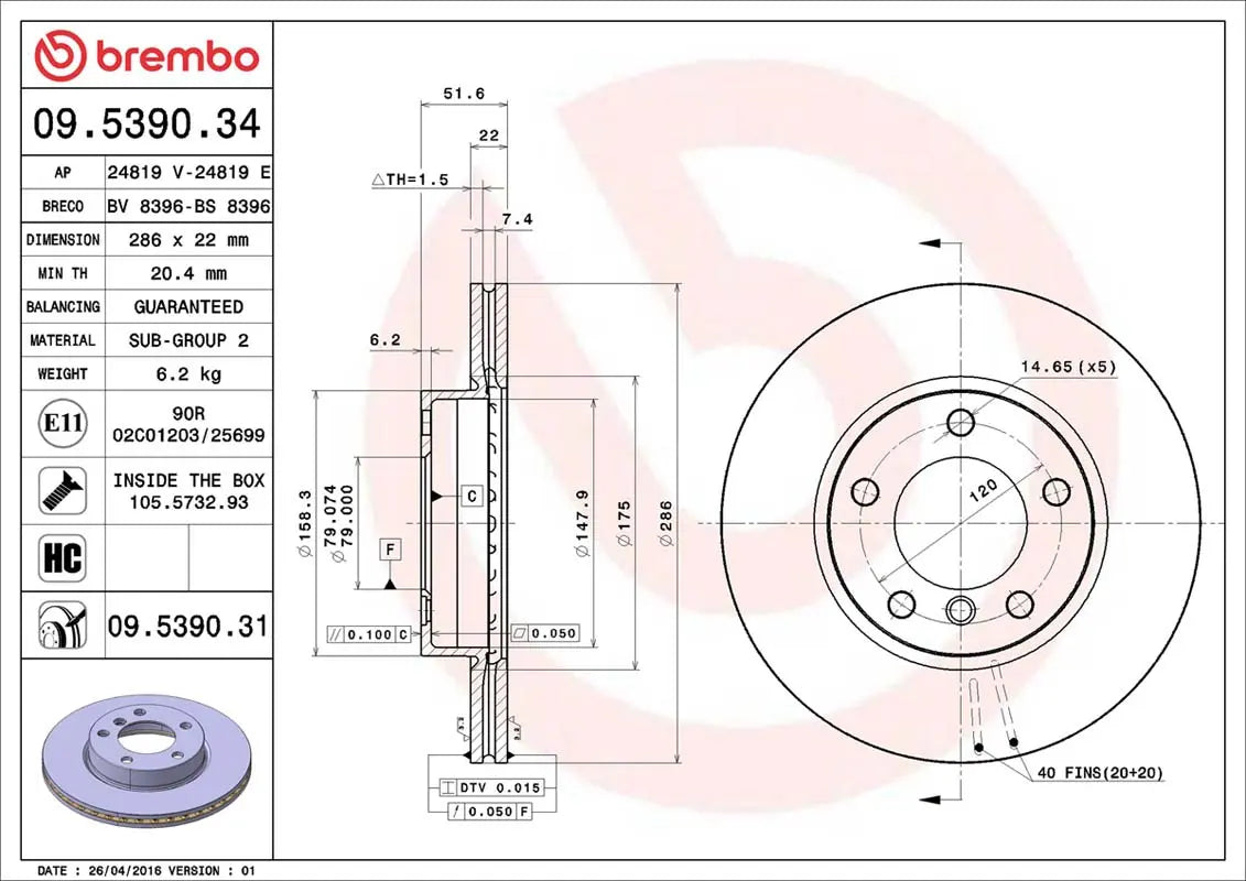 Brembo Bremsensatz Vorderachse + Hinterachse für BMW 3er E46 Brembo