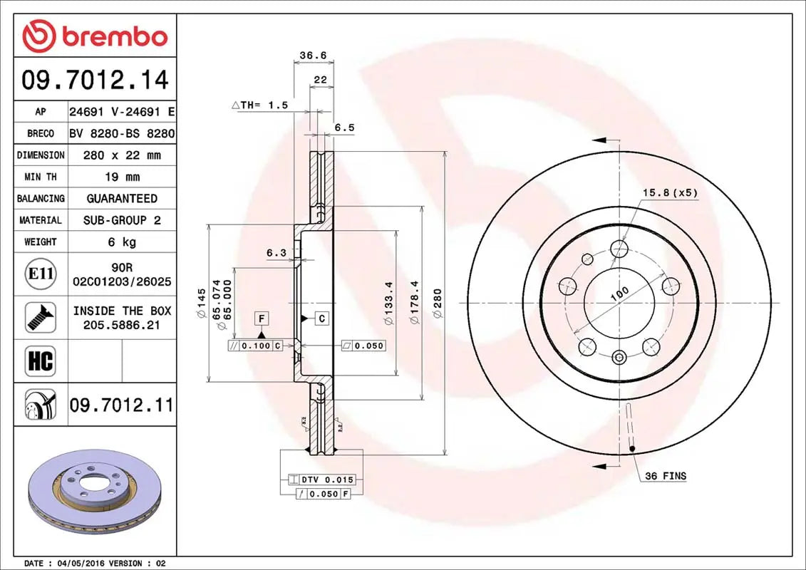 Brembo Bremsensatz Vorderachse + Hinterachse für Audi A3 (8L), Seat Leon (1M1), Skoda, VW Brembo