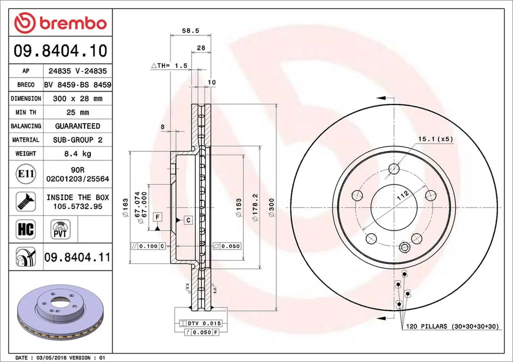 Brembo Bremsensatz Vorderachse + Hinterachse für Mercedes V-Klasse,Vito,Marco-Polo W447 Brembo