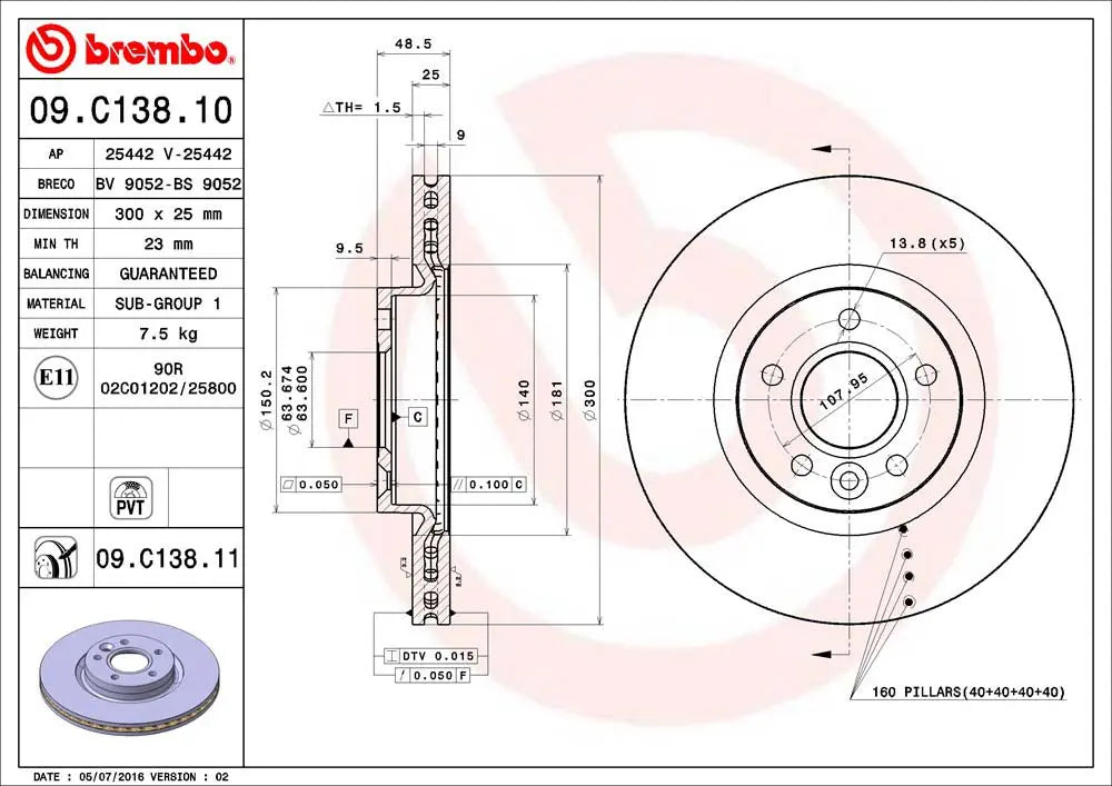 Brembo Bremsensatz Vorderachse + Hinterachse für Ford Focus, C-Max Volvo V40,V50, S40 Brembo
