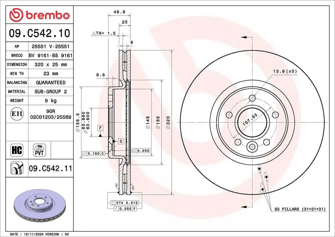 Brembo Bremsensatz Vorderachse + Hinterachse  für Ford Kuga 2,Transit,Tourneo Brembo