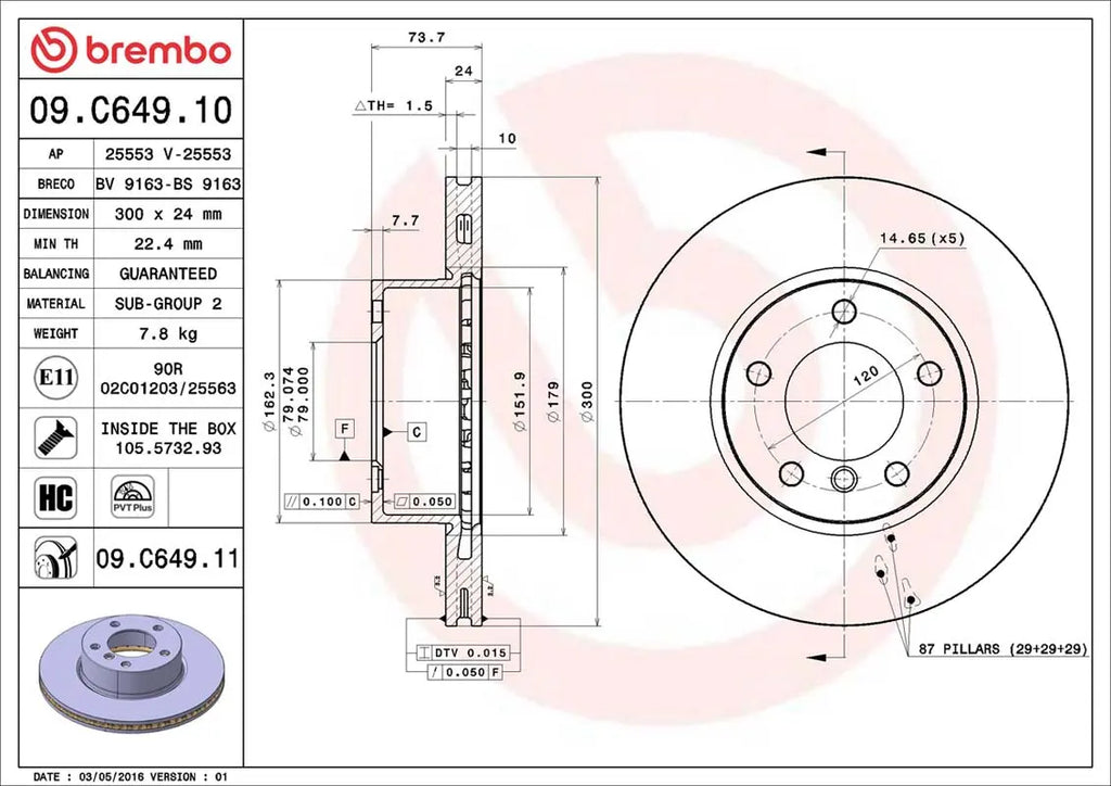 Brembo Bremsensatz Vorderachse + Hinterachse für BMW 3er E90,E91,E92,E93 Brembo