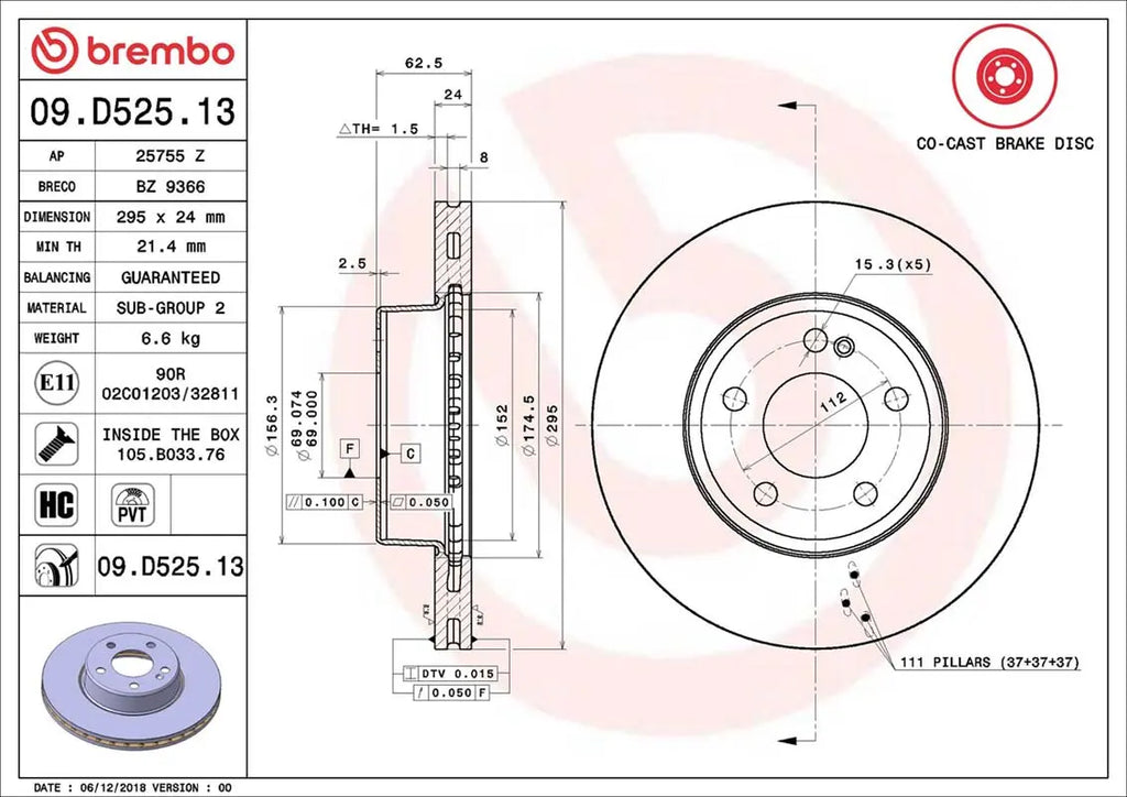 Brembo Bremsensatz Vorderachse + Hinterachse für Mercedes C-Klasse W205 Brembo
