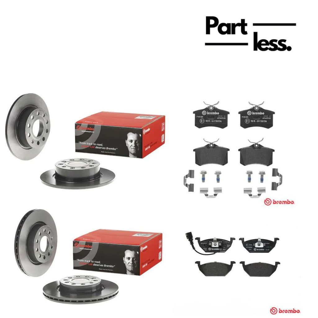 Brembo Bremsensatz Vorderachse + Hinterachse für Audi A3 (8P1), Seat Leon, Skoda, VW Brembo