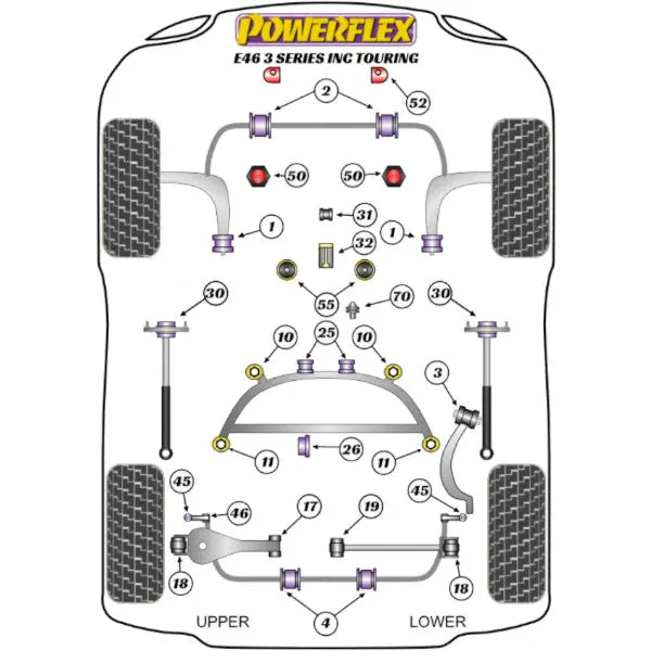 Powerflex vordere PU Buchsen Hinterachse Tonnenlager BMW e46 Z4 X3 - PFR5-4610 Powerflex